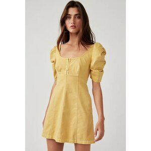 Free People Cheyenne Denim Mini Dress Coastal Cowgirl Princess Romantic Bohemian